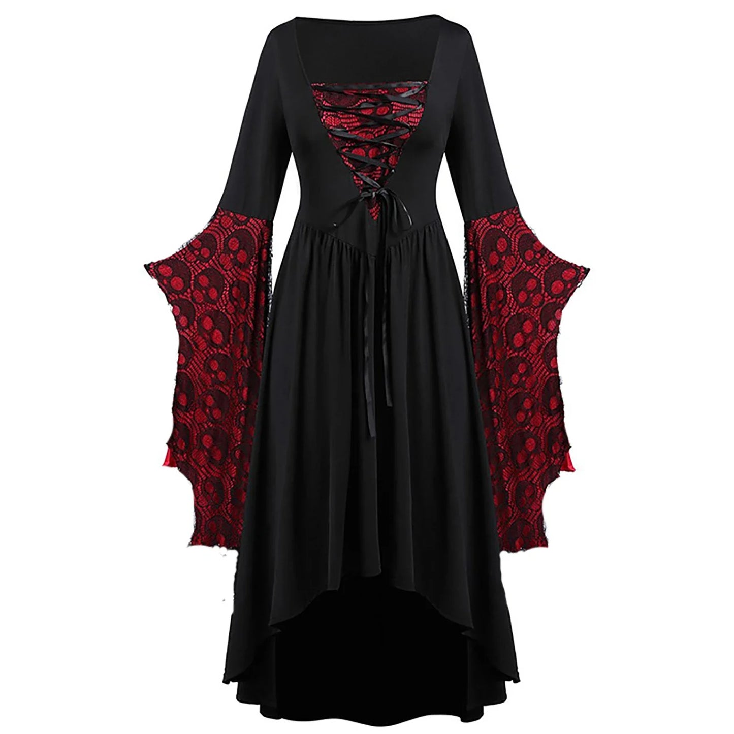 5XL Women Fashion Vintage Style Square Neck Party Dress Women Cosplay Dress Retro Midi Gown Dress Gothic Dresses Women Clothing