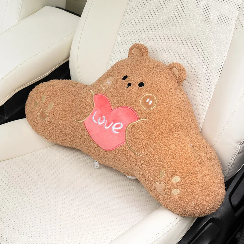New Simple Fashion Light Luxury Cartoon Bear Rabbit Plush Lumbar Support Car Waist Neck Pillow