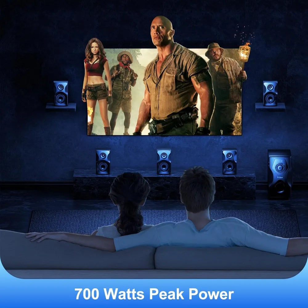 Surround Sound Speakers Home Theater Systems - 700 Watts Peak Power, 5.1/2.1Wired Stereo Speaker System, 5.25" Subwoofer Strong Bass.
