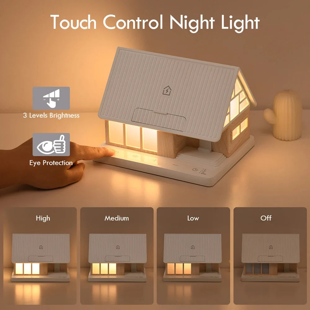 WILIT Bedside Touch Lamp with 10 Natural Sounds White Noise 15W Wireless Charging Night Light Clock Combination Atmosphere Light