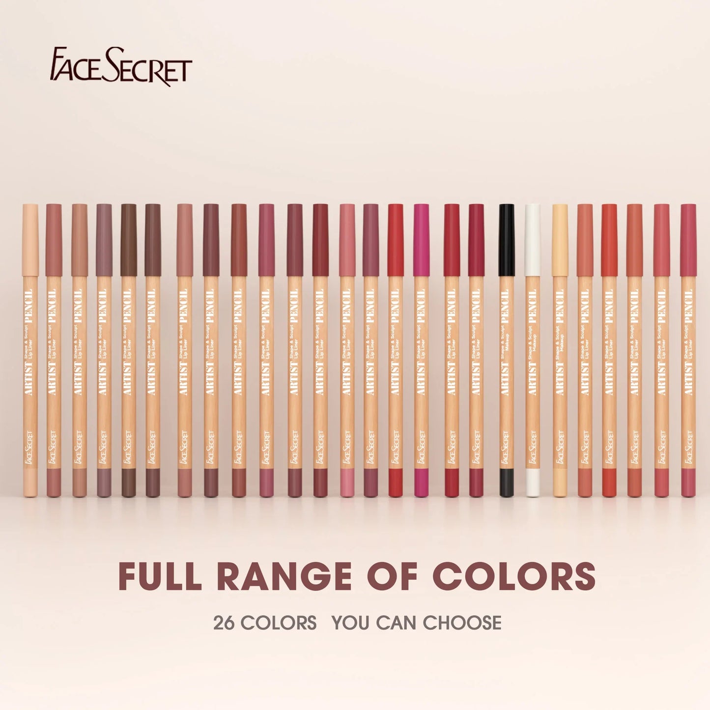 Face Secret Artist Shape Sculpt Lip Liner Pencil Set, Weightless Precise Liner with Super Soft Blendable Texture Matte Soft