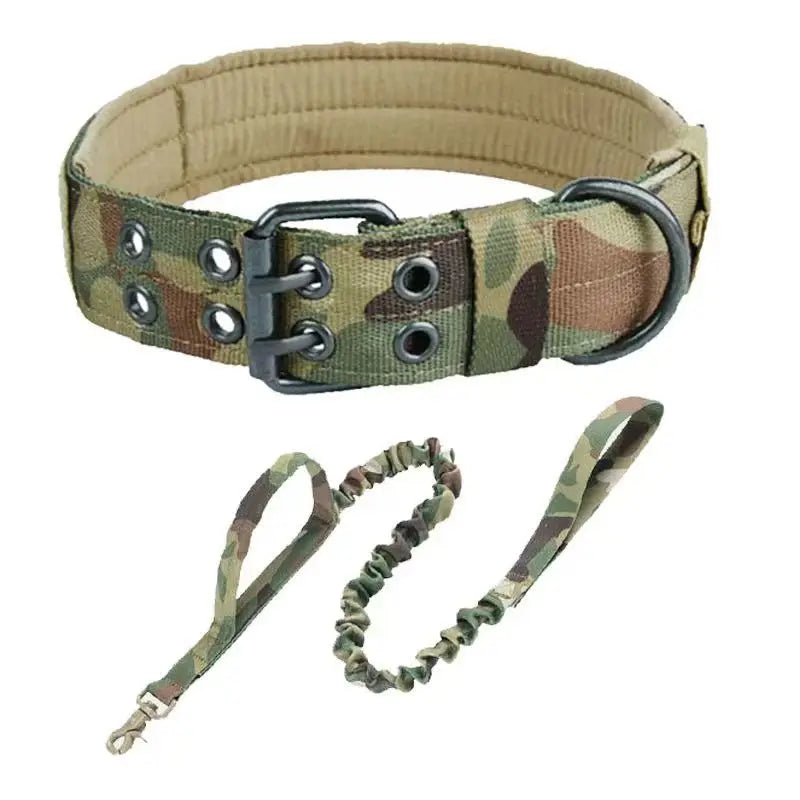 Adjustable Sturdy Tactical Dog Collar with Leash Set for Medium to Large Dogs Anti-Bite Durable Neck Collar For Strong Dogs