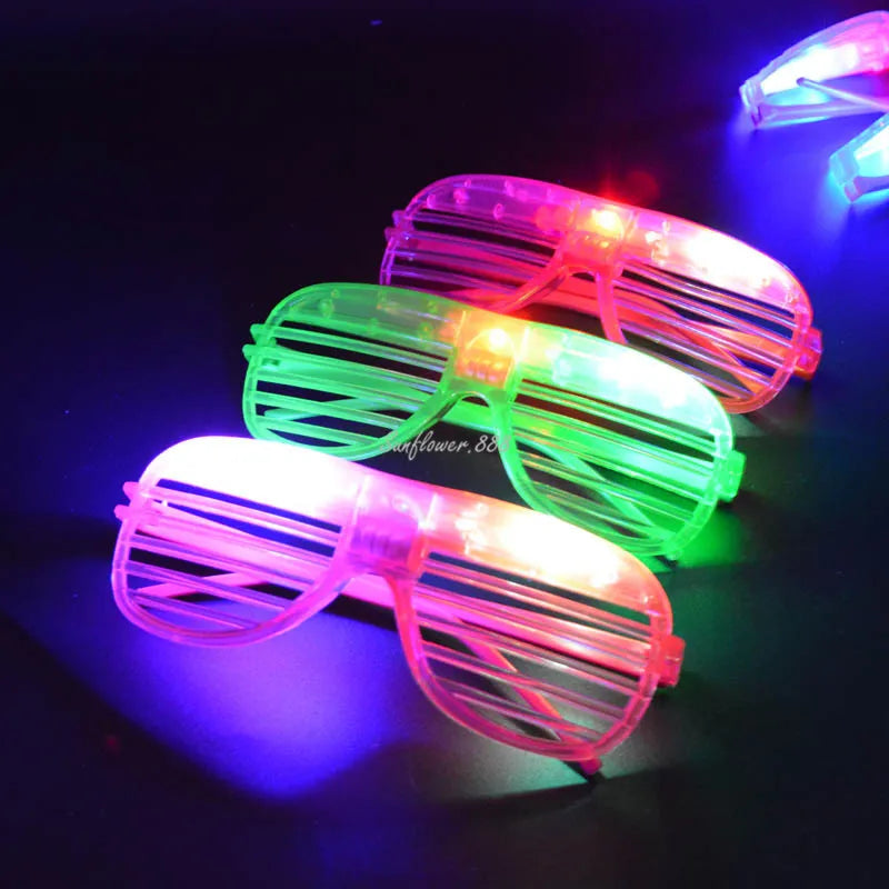 12pcs Adult Kids Women LED Glasses Light Sunglasses Glow Blind Shutter Neon Flash Bar Birthday Wedding Party Halloween Christmas