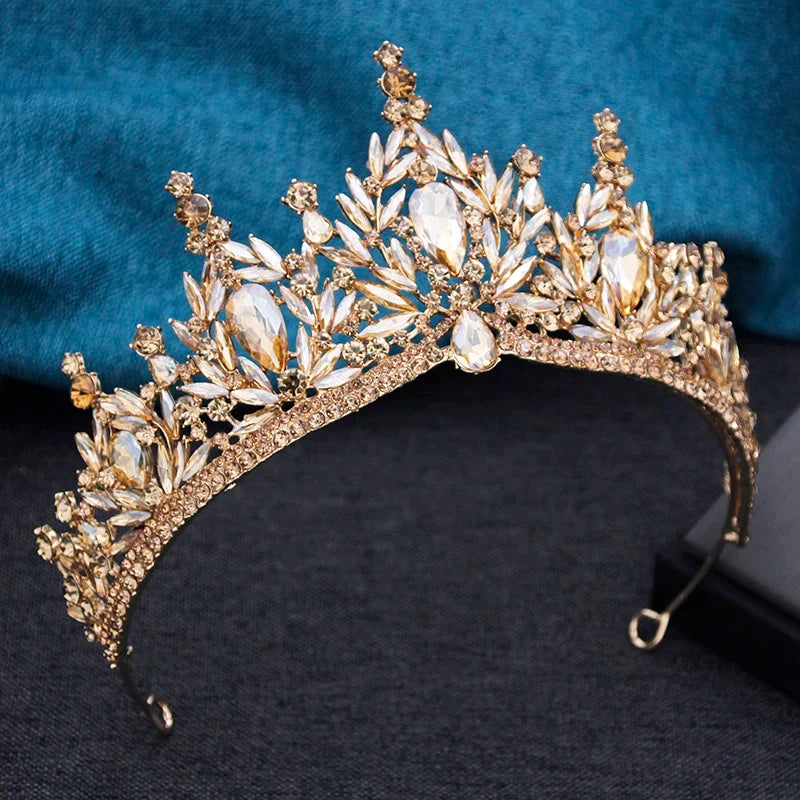 Baroque Wedding Crown for Bride 3-Pack Tiara Earrings Necklace Bridal