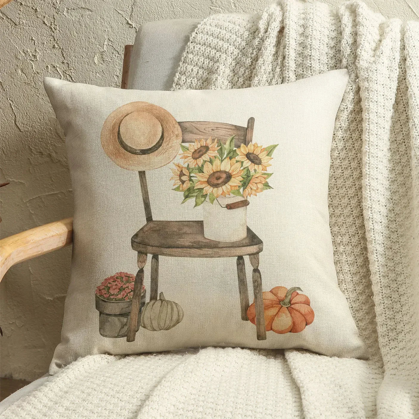 Pumpkin Car Sunflower pillows Thanksgiving Day Pillowcase Happy Autumn Cushion Cover Cotton Linen Sofa home decorations pillows