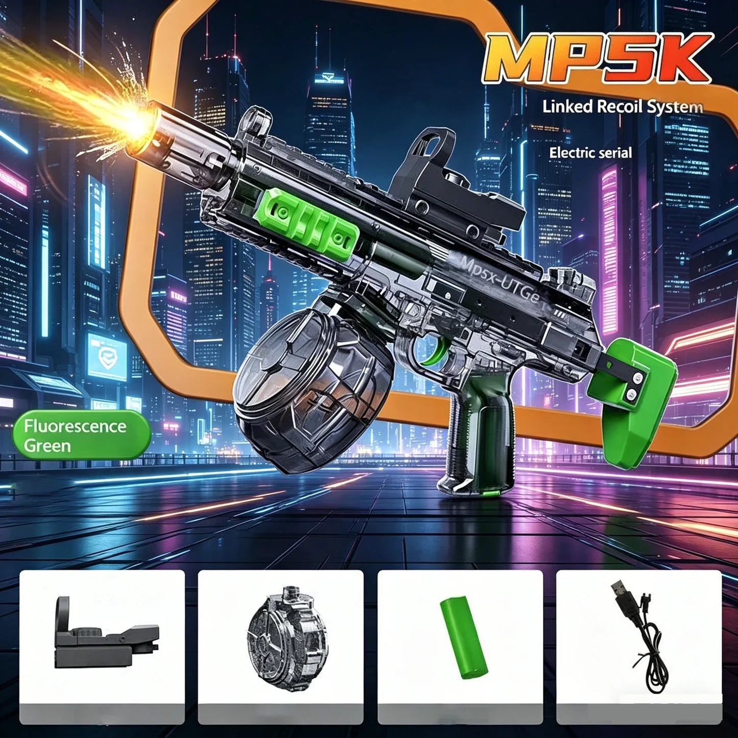 New MP5K Simulation Fire Electric Water Guns for Large Capacity Automatic Continuous Water Gun Adults Summer Outdoor Toys