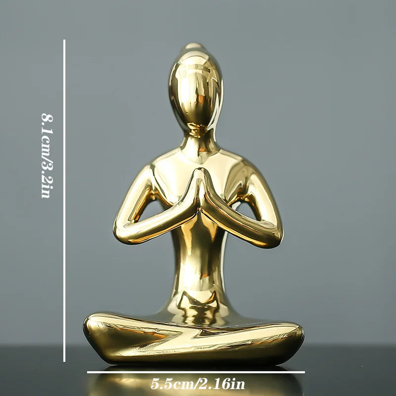 ERMAKOVA 12 Styles Abstract Art Ceramic Yoga Poses Figurine Porcelain Lady Figure Statue Home Yoga Studio Decor Ornament