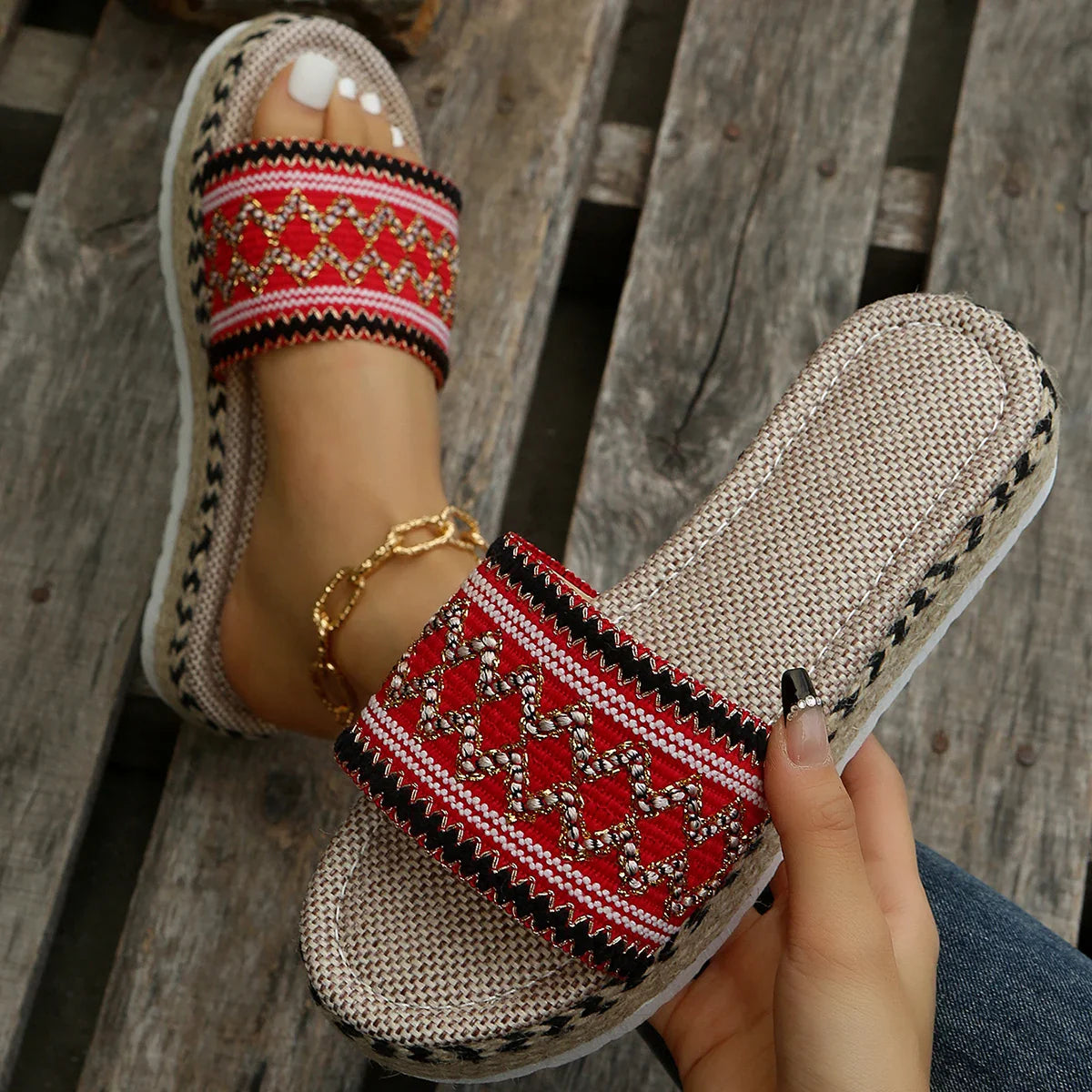 Weave Women's Slippers Platform Summer Shoes for Women 2023 New Beach Casual Heeled Sandals Bohemian Handmade Ladies Espadrilles