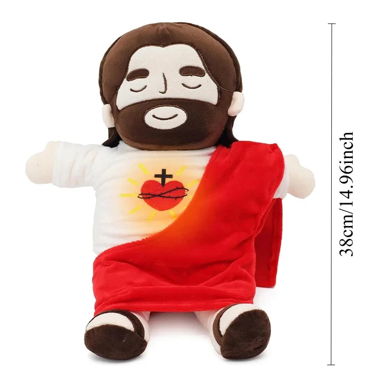 Breathing Jesus Plush Toys Baby Soothing Jesus Doll Four-gear Adjustment Children Music Sleep Companion Christmas Gifts Light