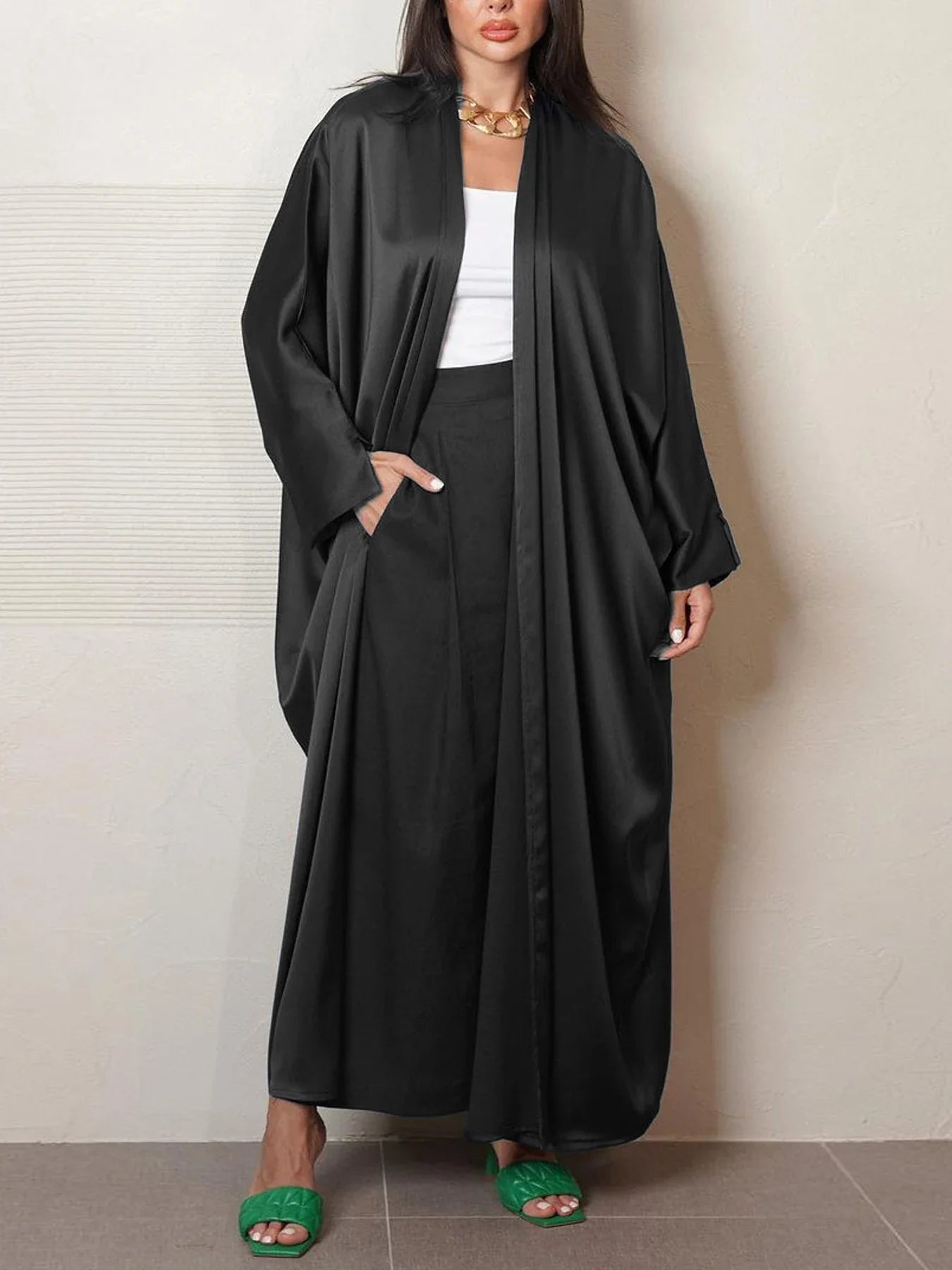 Robe Cardigan Abaya Long Dress Satin Fashion Party Evening Women Muslim Moroccan Kaftan Jalabiya Islam Women's Clothes
