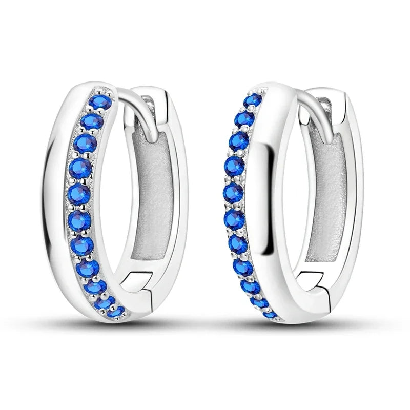 Romantic Heart Shapen Girl Earrings 925 Silver Rainbow Heart Hoop Earring Silver Jewelry Gift