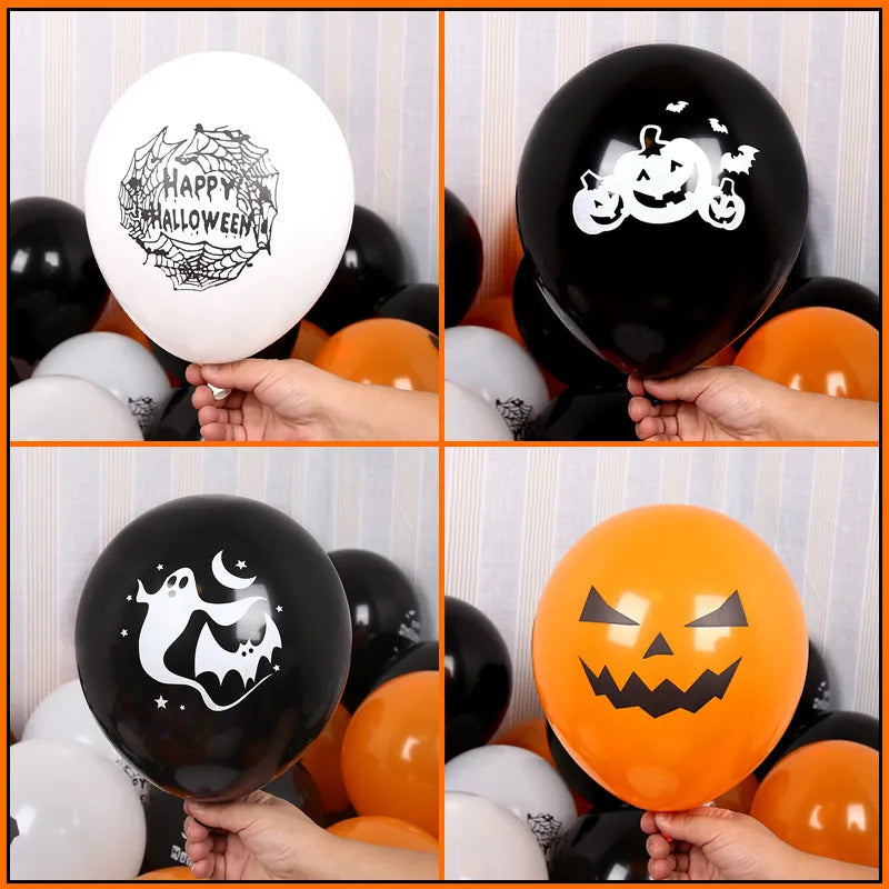 10-50pcs Halloween Balloons Large Latex Balloon Black Orange Pumpkin Spider Inflatable Balls Toys Globos Halloween Party Decor