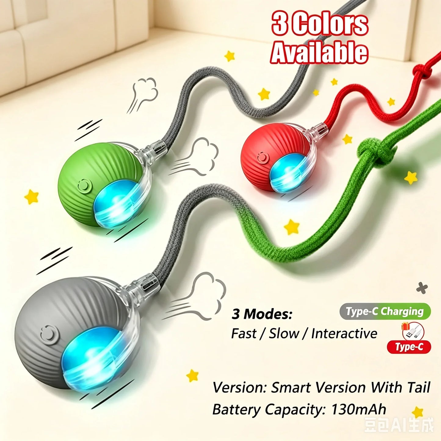Intelligent Interactive Cat Ball Long-Lasting and Durable Easy to Clean Intelligent Obstacle Avoidance Pet Dog Toys