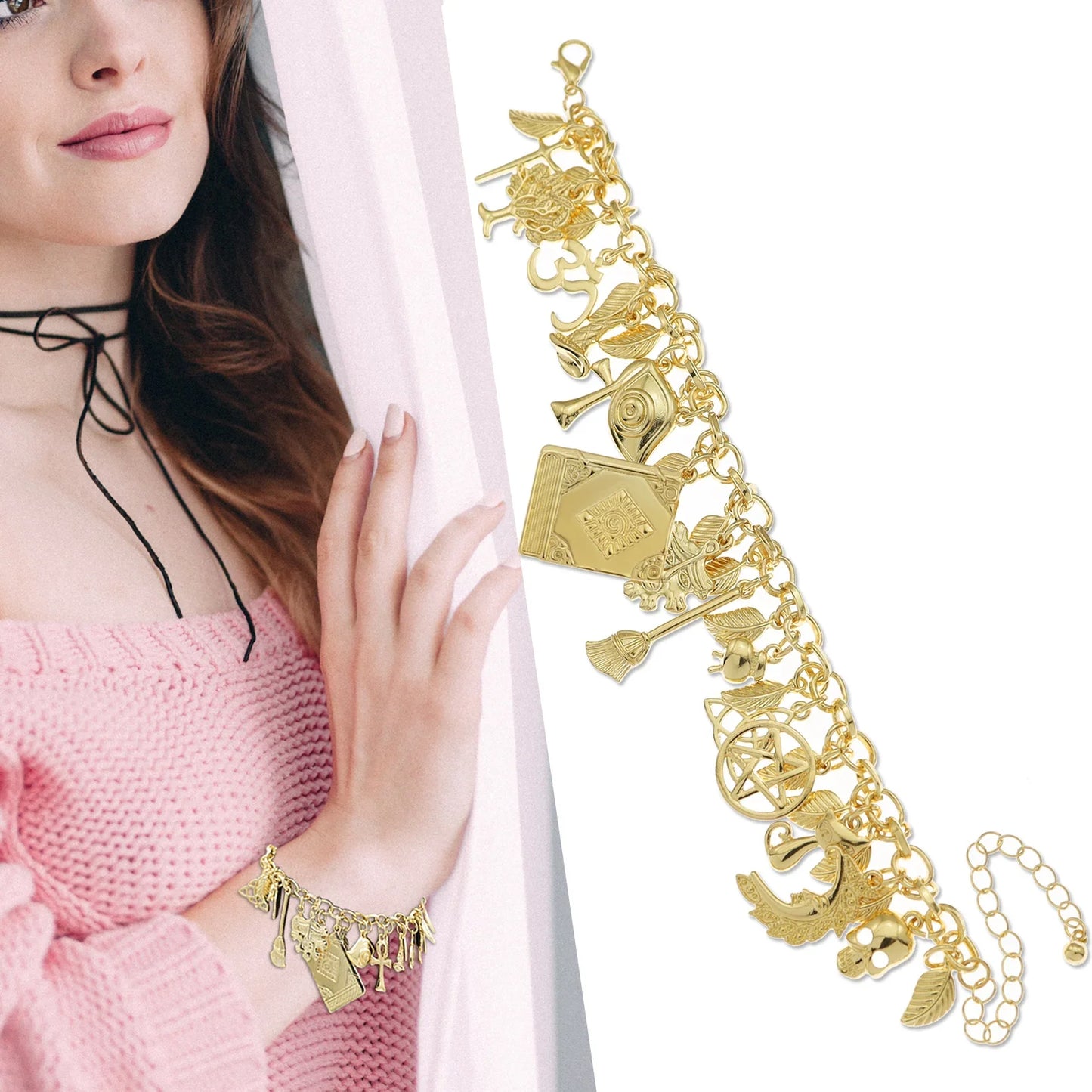 Women's Mythology Fairytale Bracelets Beads Charms Mermaid Seahorse Link Chain Crystal Bangle Armband Aesthetic Jewelry Vintage