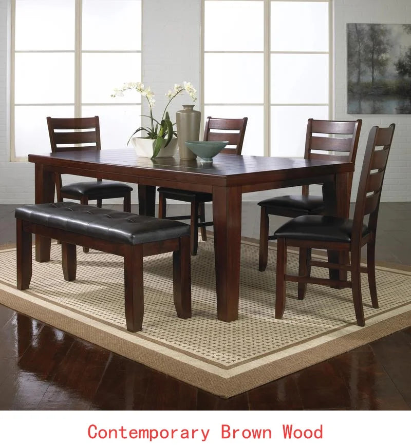 Bennox 5 Piece Counter Height Dining Set, Includes Table & 4 Barstools, Brown