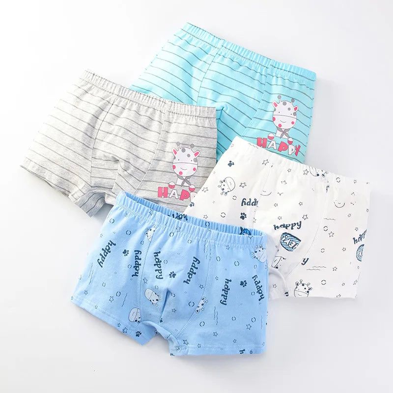 Kid Flat Angle Underwear 4pcs Boys Underwear 2-14 Year Old Student Cartoon Underwear Pure Cotton Children Underwear