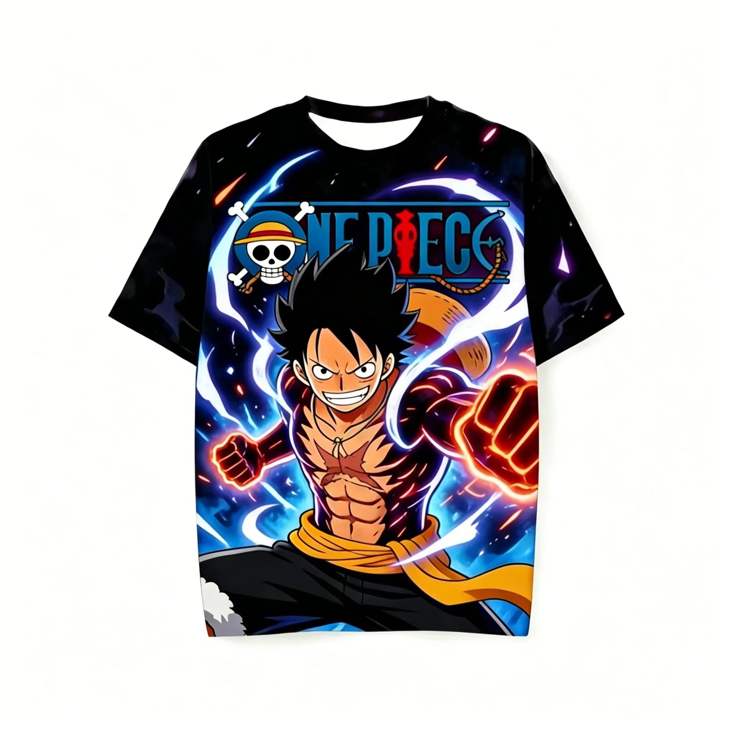 Anime One Piece Luffy Printed Short Sleeve T Shirt And Shorts Set Unisex Kids And Adults Casual Relaxed Indoor Loungewear Suit