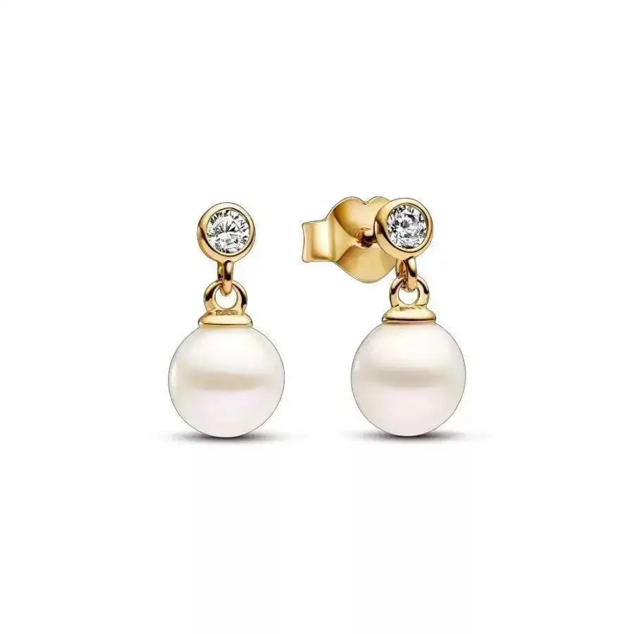 100%925 Pure Silver Classic Water-Drop Heart-Shaped Round Stud