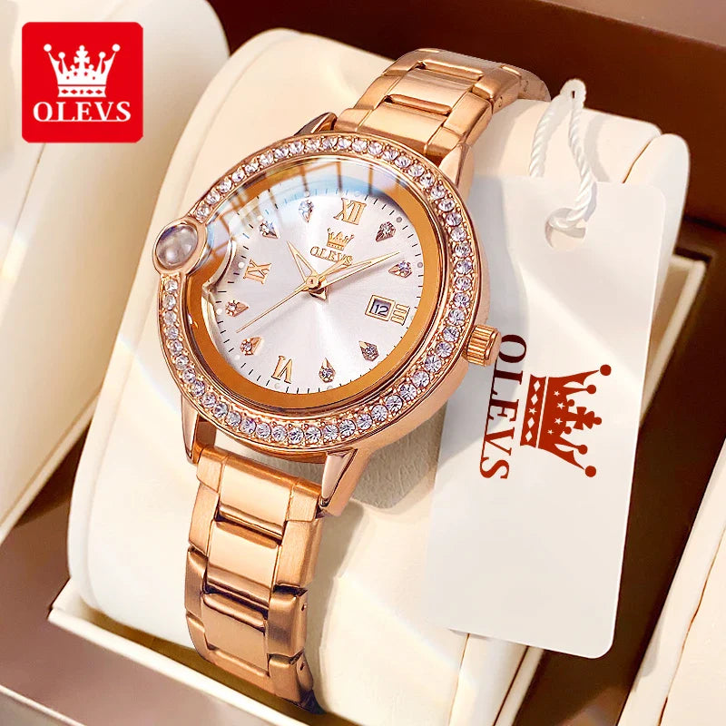 OLEVS 5588 Original Certification Women's Watches Love Expressing Watch Quartz Watch for Lady's Waterproof Date Dress Wristwatch