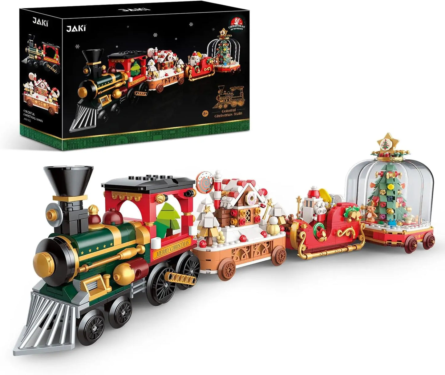 Children's Christmas Train Building Block Set DIY Christmas Tree Music Box Brick Building Toys Home Decoration Holiday Gift