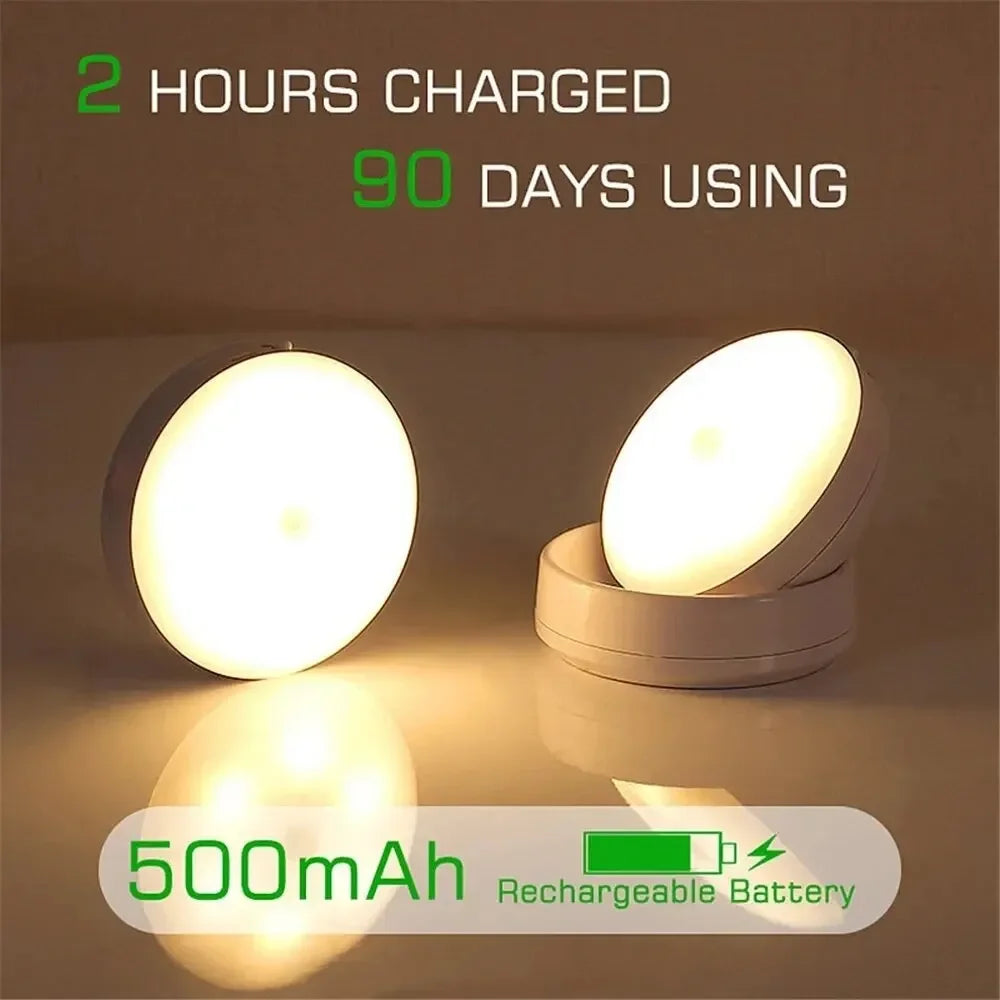 Night Lamp With Motion Sensor Rechargeable Wireless LED Night Light, 360 Rotating Magnetic Light For Room Bedside Table