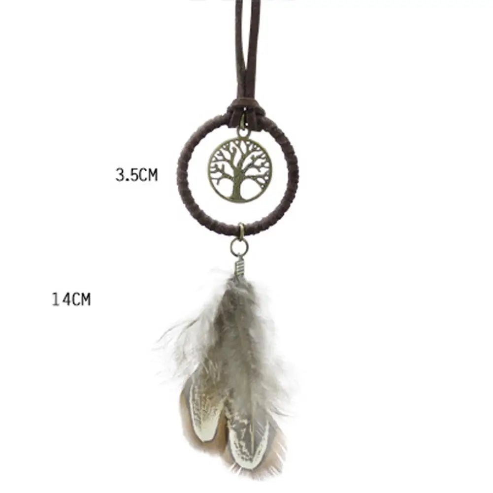 Feather Crafts Dream Catcher Brown Wind Chimes Handmade Dreamcatcher Net for Wall Hanging Car Home Decoration