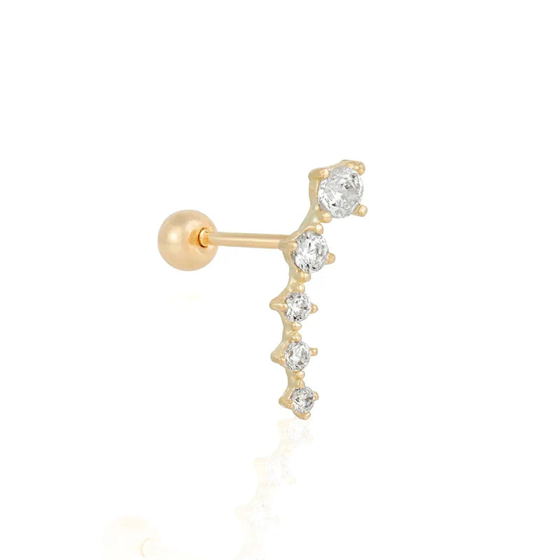 925 Sterling Silver Fine Jewelry Anti-allergic Ear Buckle Moon Stud Earring For Woman Wedding Anniversary Piercing Pendientes