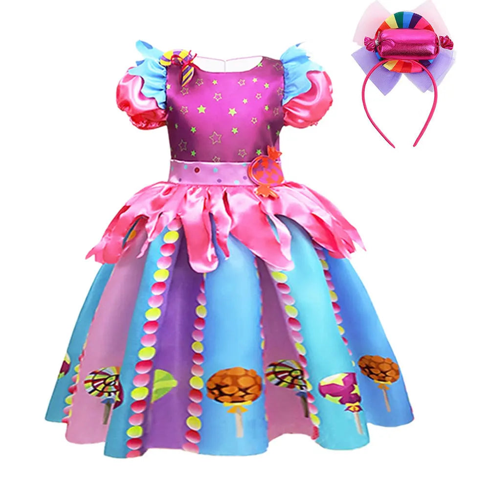 Delicate Princess Lollipop Fairy Costume Girls Halloween Candy Role Play Dress up Kid Carnival Purim Party Cute Vestidos Rainbow