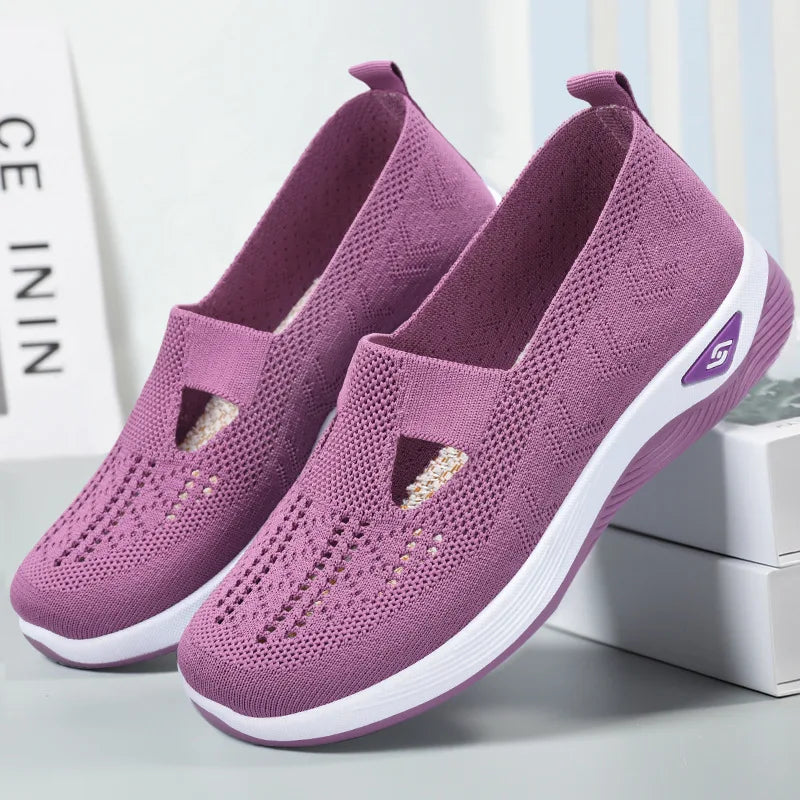 2025 Spring Women's Sports Shoes Mesh Fashionable Breathable Lightweight Non-slip Wear-resistant Casual Sports Shoes Flat Shoes