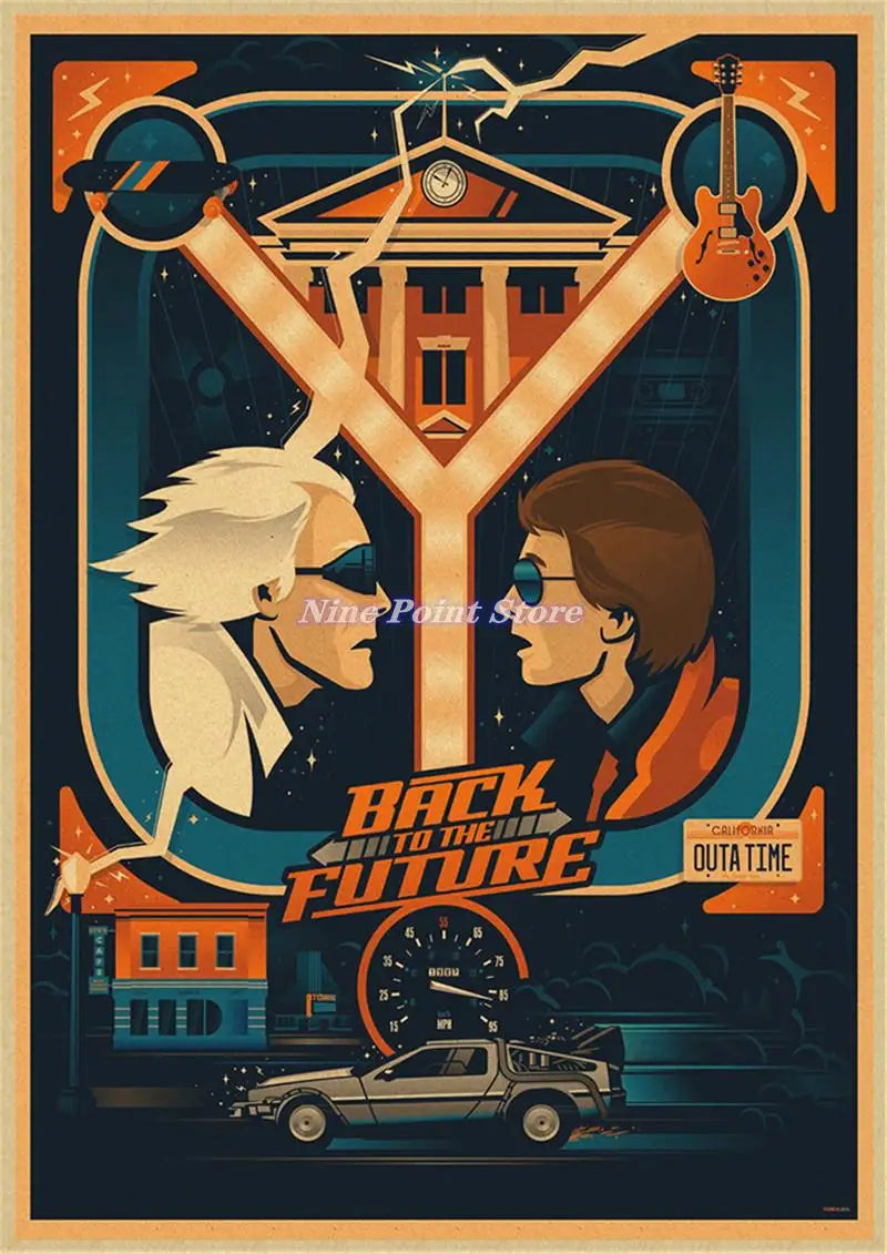 Back to The Future Retro Kraft Poster Decorative DIY Wall Canvas Sticker Home Bar Art Posters Decor