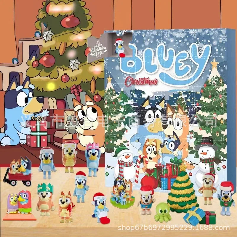 Moose Advent Calendar Christmas Bluey Anime Figurine Halloween Toys Surprise Blind Box Model Doll Kid Countdown Decoration Gift