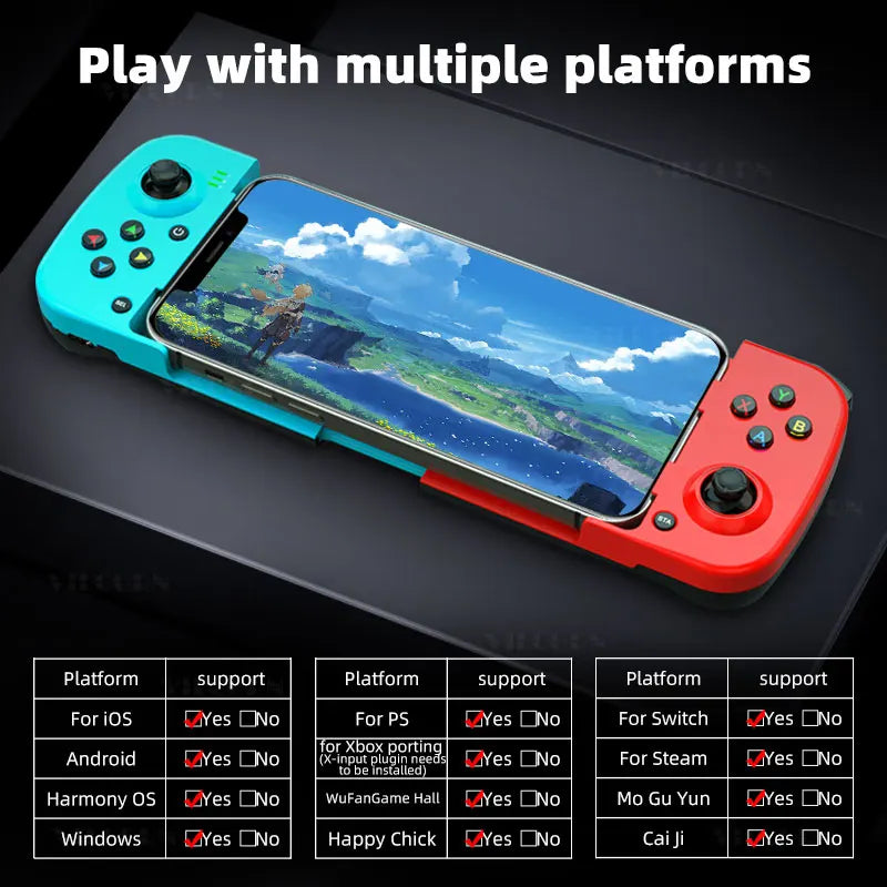 D3 Mobile Gamepad Wireless Game Controller for Cell Phone for iphone/Samsung/Android/Switch Stretching Joystick with Turbo Macro