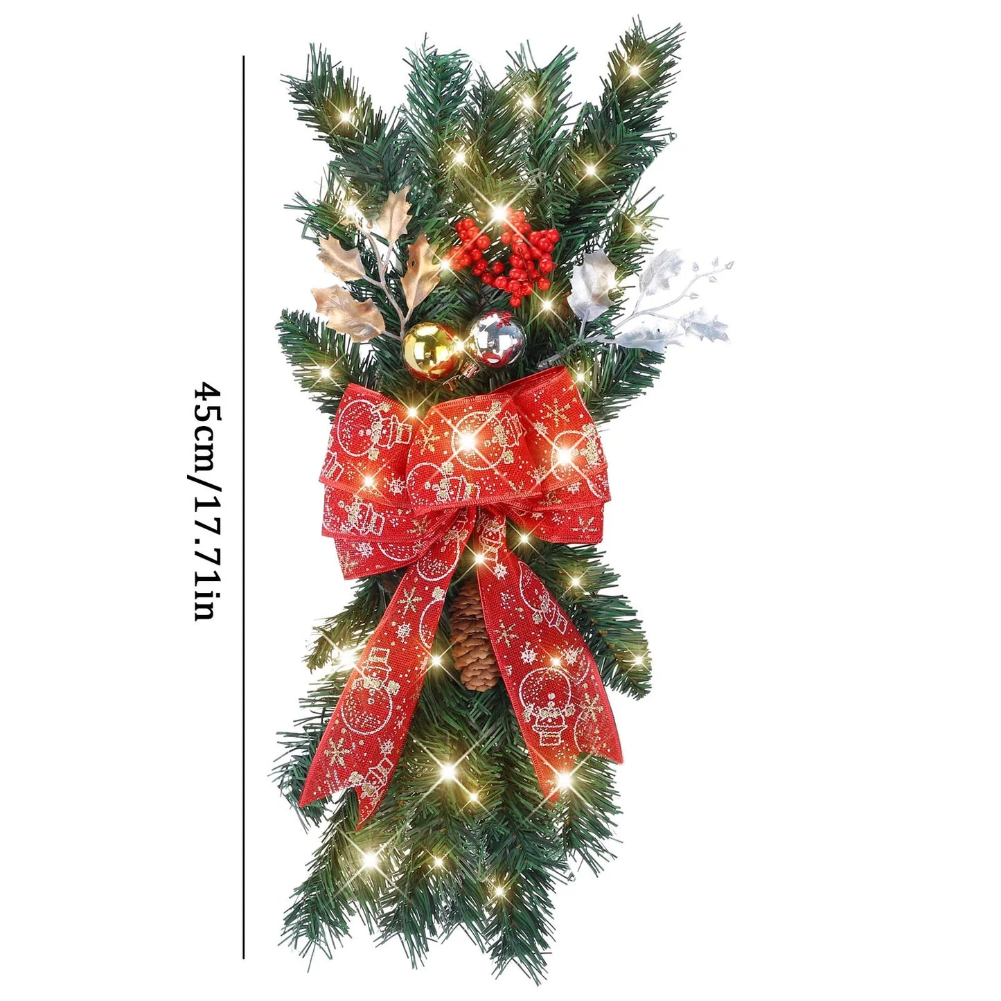 Christmas Wreath Pendants Stairway Stairs Trim Door Window Wreath Wall Hanging Garland Ornaments Xmas Navidad Holiday Decoration