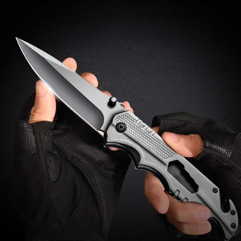 Steel Handle Stainless Steel Multi functional Folding Knife High Hardness Folding Knife Outdoor small Fruit knife
