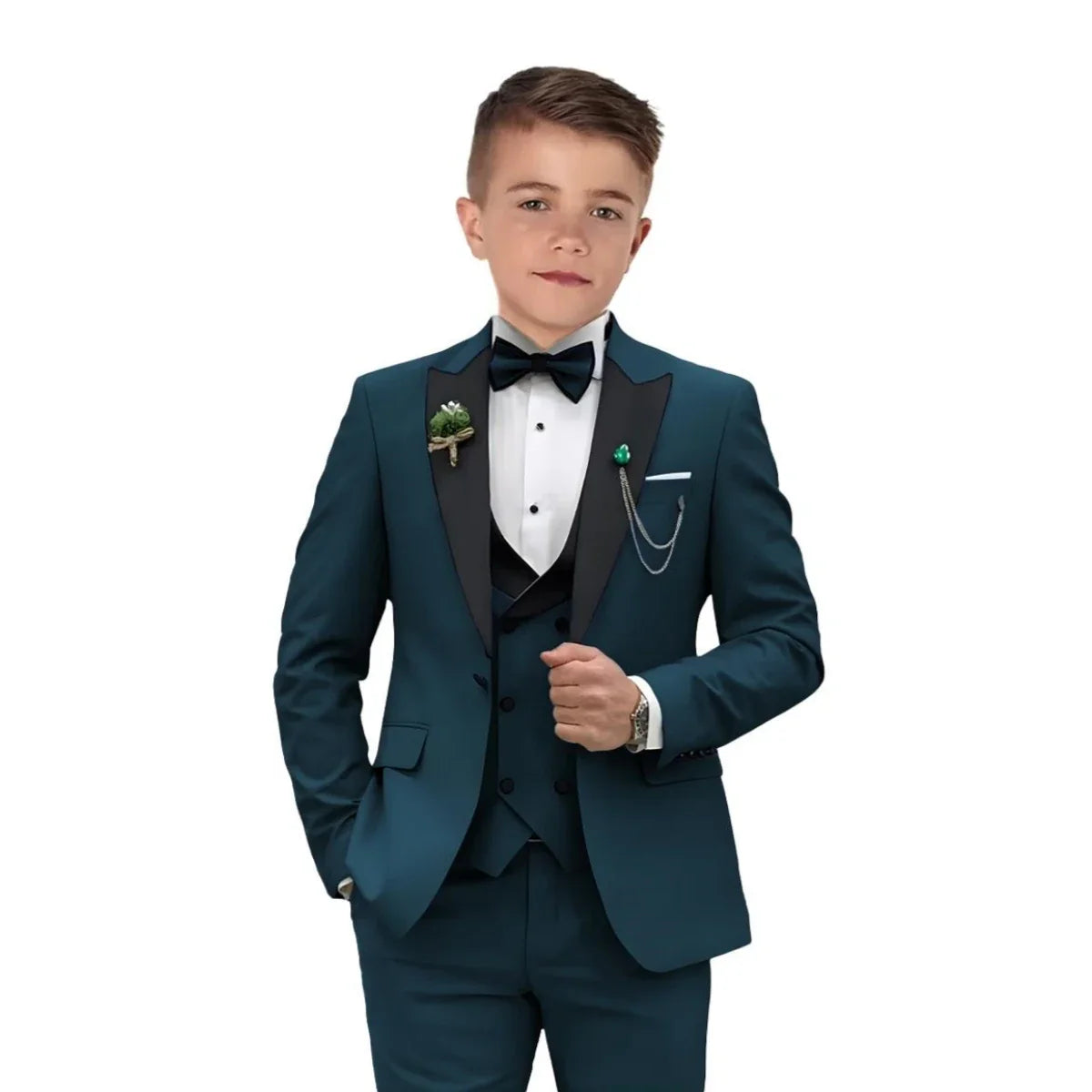 Autumn New Arrival Kids Formal Suit Set, 3 Pieces Velvet Notched Lapel Neck , Matching Vest and Pants, Boy's Tuxedo Set.