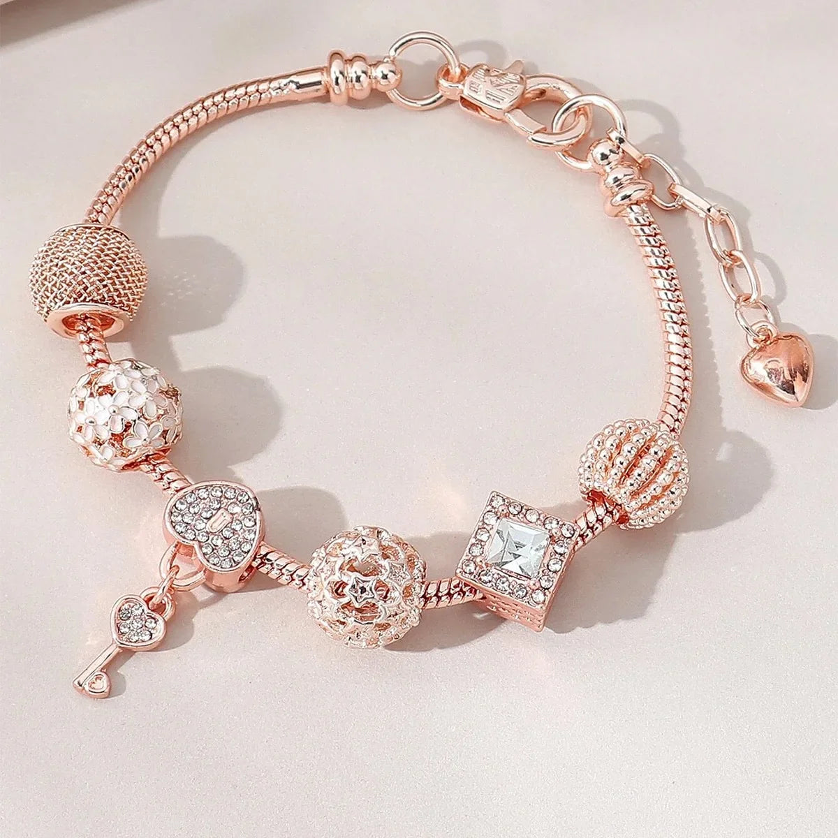 1PC Women's Fashion Multi Element Beaded Love Pan Family Bracelet Jewelry Accessories Daily Party Holiday Gift -005
