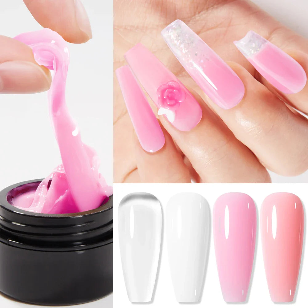 AWStorG 5Pcs/Set Solid Nail Extension Gel Carving Flower Nail Art Building UV Gel Semi Permanent Finger Extension Nail Varnish