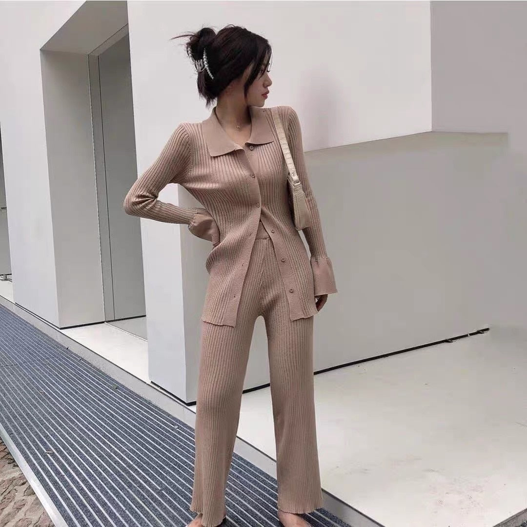 EtherealBe Pink Ribbed Set — trendy lounge sets for women