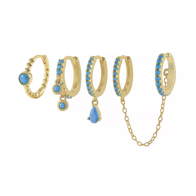 CANNER 4Pcs Set Jade Green Earrings Silver 925  Earring For Women Drop Earrings Piercing Jewelry