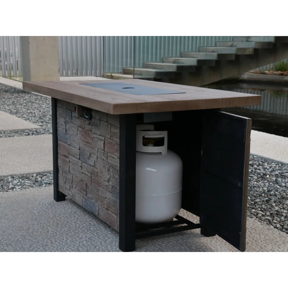44" W x 25" H Outdoor Patio Propane Gas Fire Pit Table - 50,000 BTU High-temperature-resistant carving process