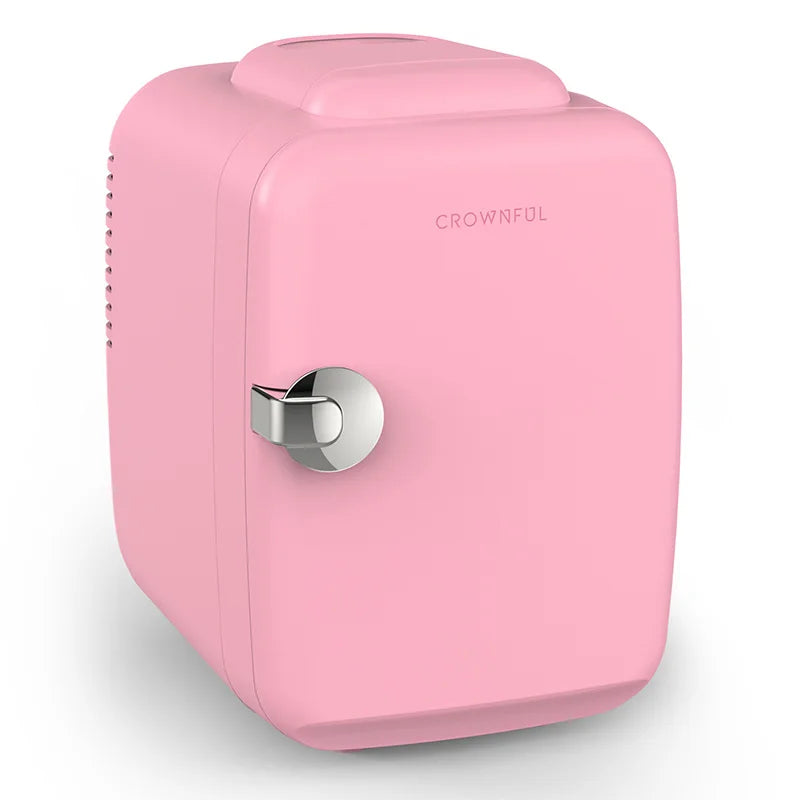 Crownful 4L Mini Fridge 110V, 220V Beauty Makeup Skincare Refrigerator, AC/DC Heated Cooling Beauty Refrigerator, Car Mini Fridge.