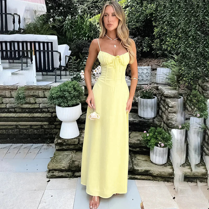 Townlike Elegant Maxi Long Waist Wrap A-line Dress Women Spaghetti Strap 2024 Spring Summer Dress Backless Sexy Party Dresses