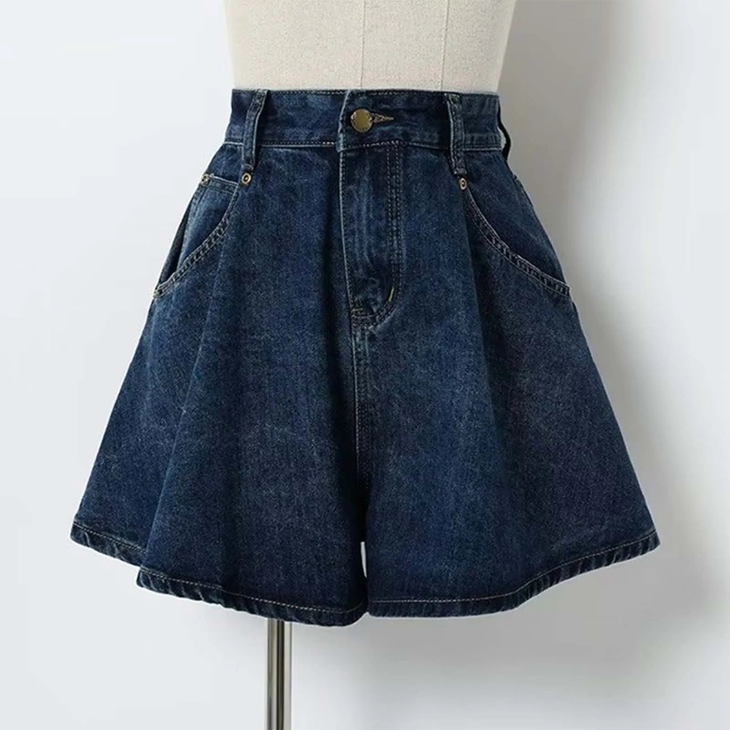 High Waist Denim Skirts For Women Summer Casual Temperament Wide Leg Slimming Elastic Waist Skirt Stylish Trend Streetwear