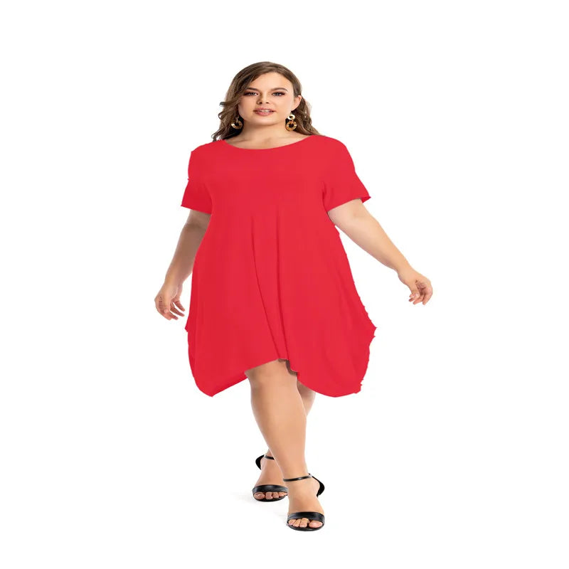 Modal Cotton Nightgowns For Women Plus Size Short Sleeve O Neck Lounge PJS Pajama Dress 7XL 6XL 5XL Black White Red Sleepwear
