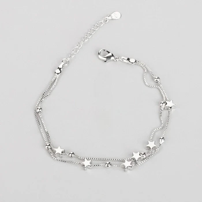 925 Sterling Silver Hollow Heart Bracelets for Women Girls Vintage
