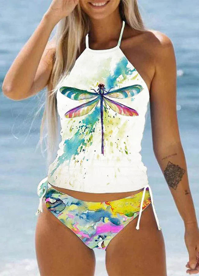 Summer New High Elastic Bikini Set Small Turtle Print Two Piece Set Lace Up Sexy Women's Beach Swimsuit S-6XL