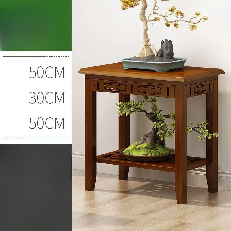 Balcony Floor Standing Bonsai Base, Living Room Sofa Side Indoor Office Plant Shelf Chinese Display Stands