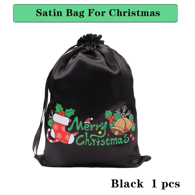 1Pcs/Lot Christmas Drawstring Wig Bags 25*35Cm Hair Packaging Bag Drawstring Pouch Xmas Favor Bracelet Jewelry Packaging Bags
