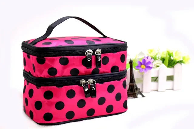 Large Capacity Makeup Bag Double Zip Women Cosmetic Bag Bathing Pouch Travel Toiletries Organizer Waterproof Storage Make Up Cas