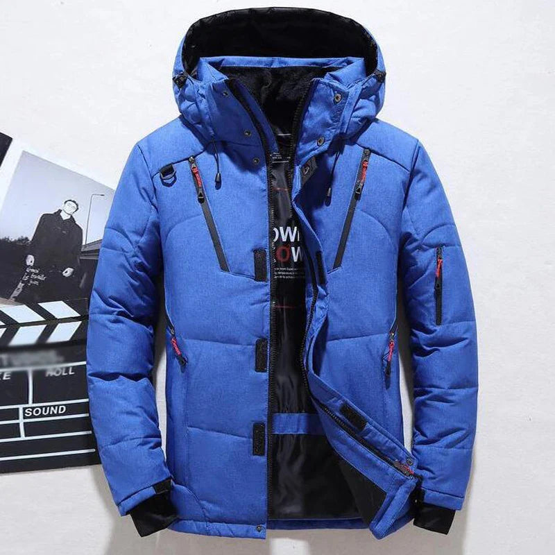 -20 Degree Down Jacket Male  Parkas White Duck Down Jacket, Hooded Thick Warm Padded  Coat Oversize M-4XL.